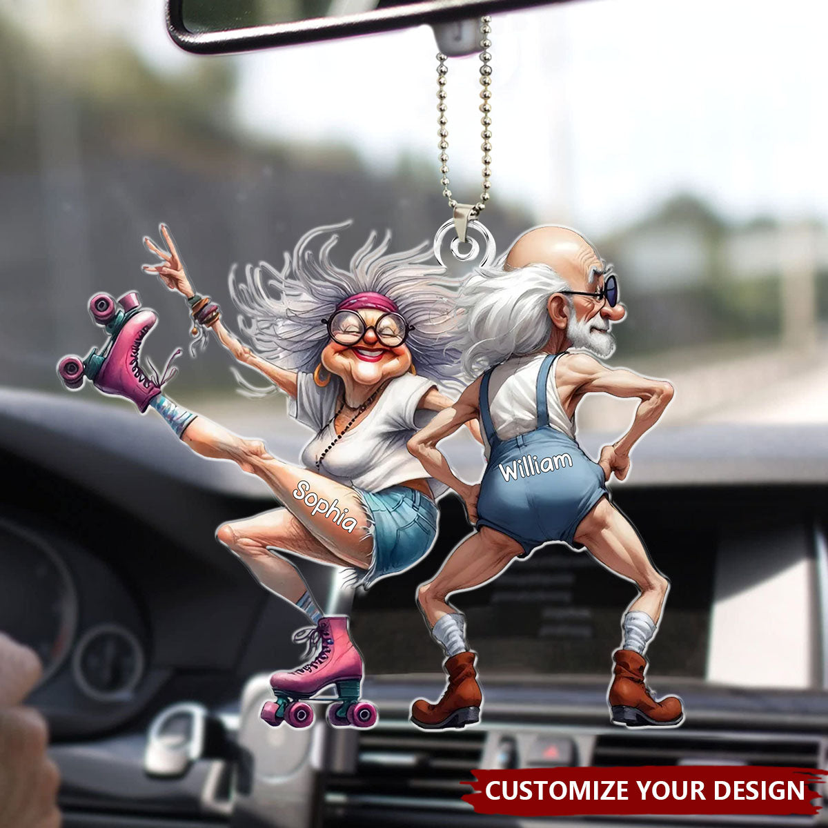 Quirky Funny Old Couple Elderly People Personalized Acrylic Ornament