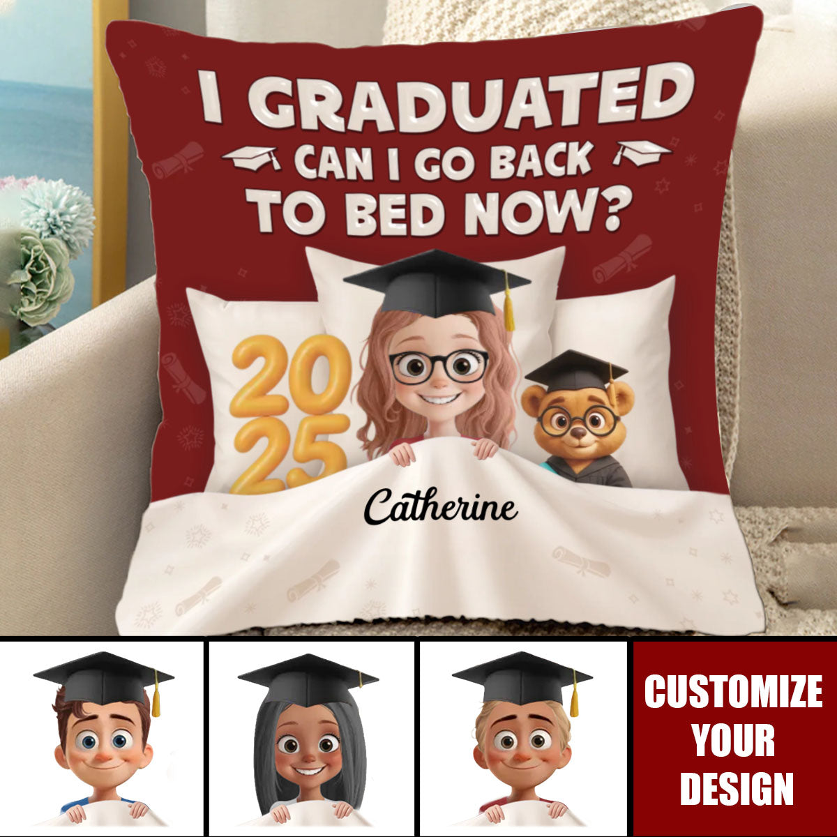 Graduation Complete Time to Sleep - Family Personalized Pillow, Graduation Gift For Family Members