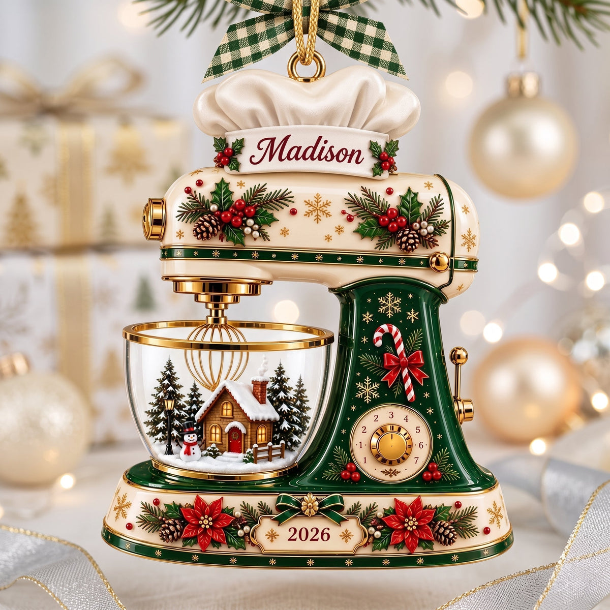 Personalized Baking Mixer Acrylic Ornament, Custom Name Christmas Ornament, Baker Gift, Kitchen Mixer Keepsake