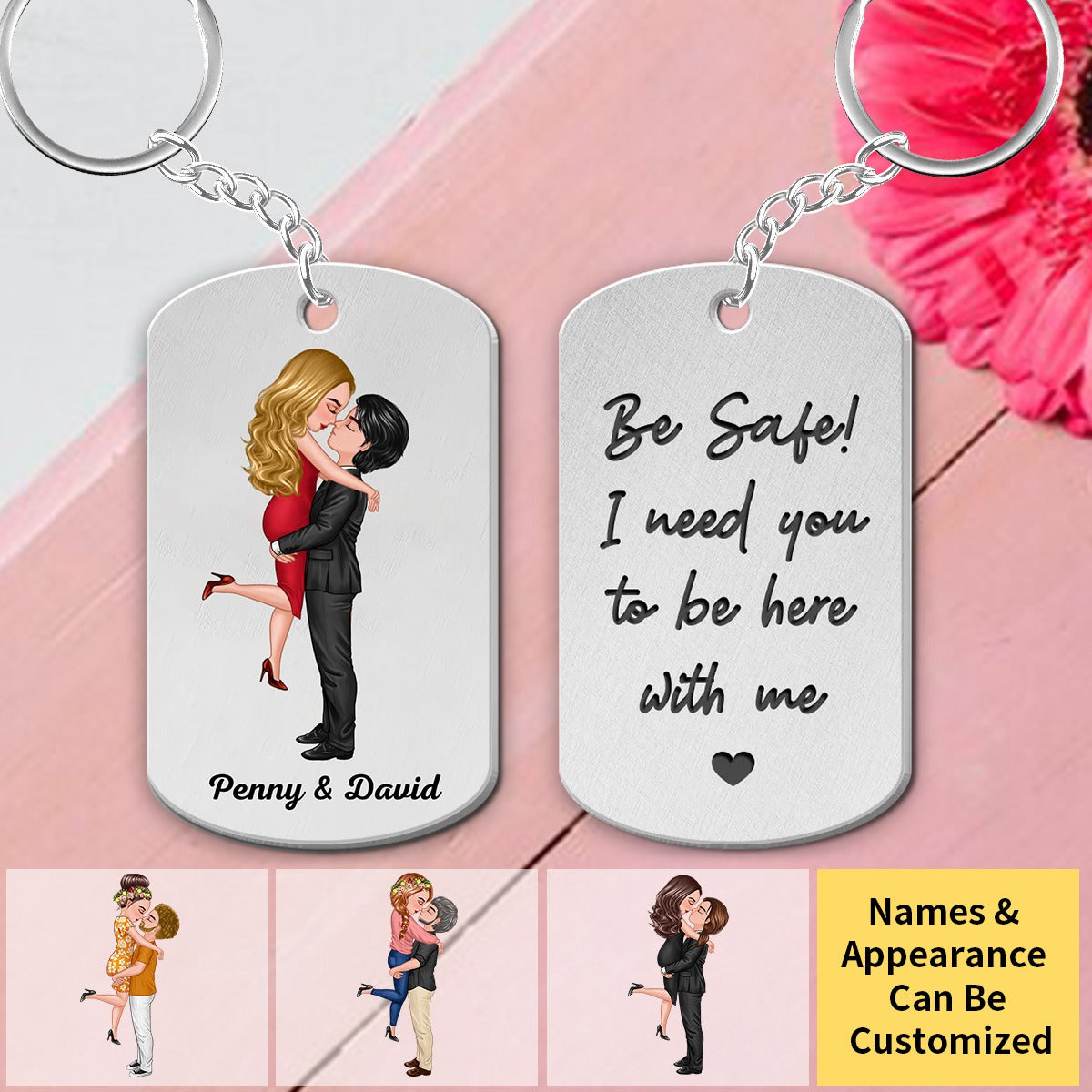 Be Safe I Need You To Be Here With Me Occupation  Couple, Personalized Stainless Steel Keychain, Valentine's Day Gift Idea For Couple