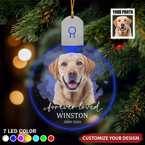 Custom Photo Forever Love Dog Christmas Circle Led Acrylic Ornament