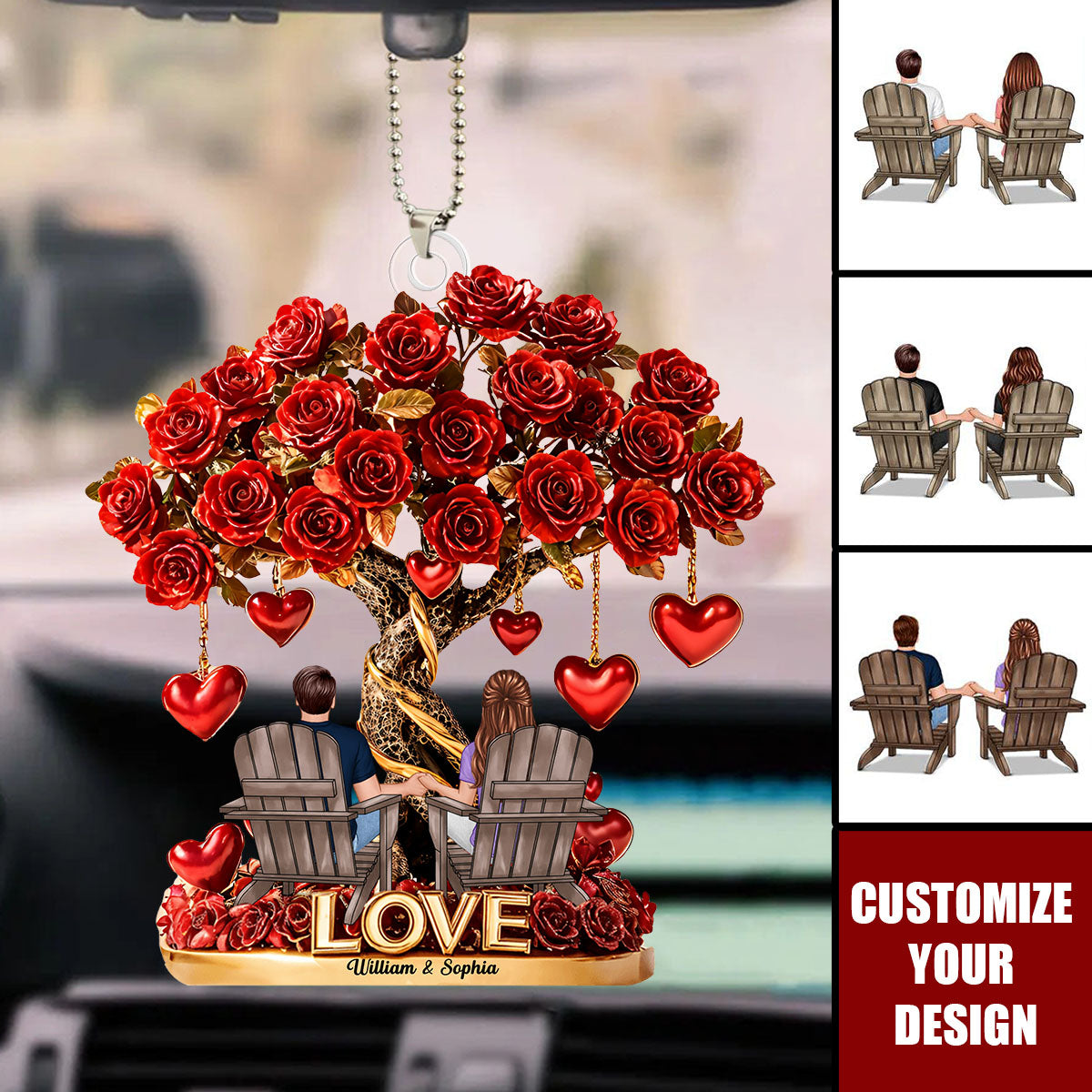Tree Of Love - Personalized Couple Car Ornament