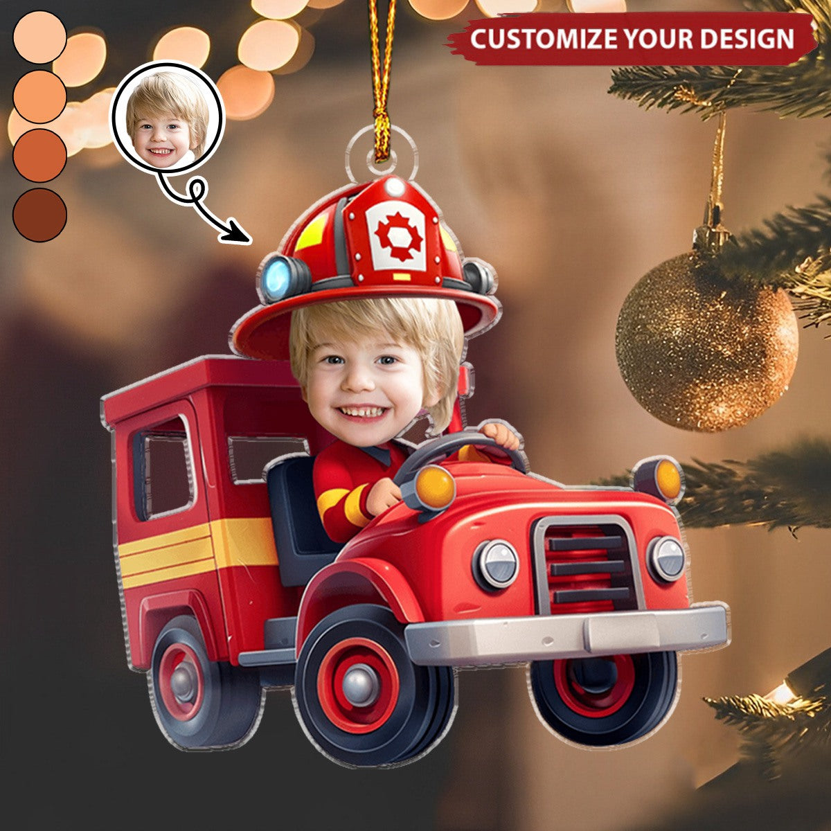 Firefighter - Kid's Dream Job - Gifts For Son, Grandson - Personalized Acrylic Photo Ornament