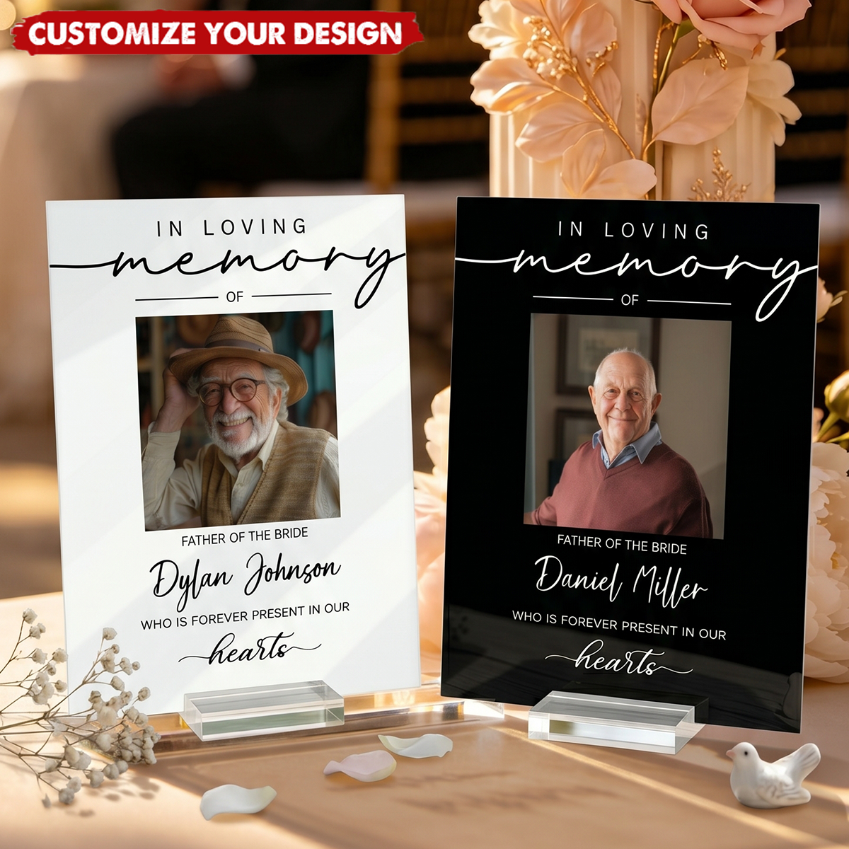 Custom Photo Reserved Memorial Wedding Decor - Personalized Acrylic Plaque