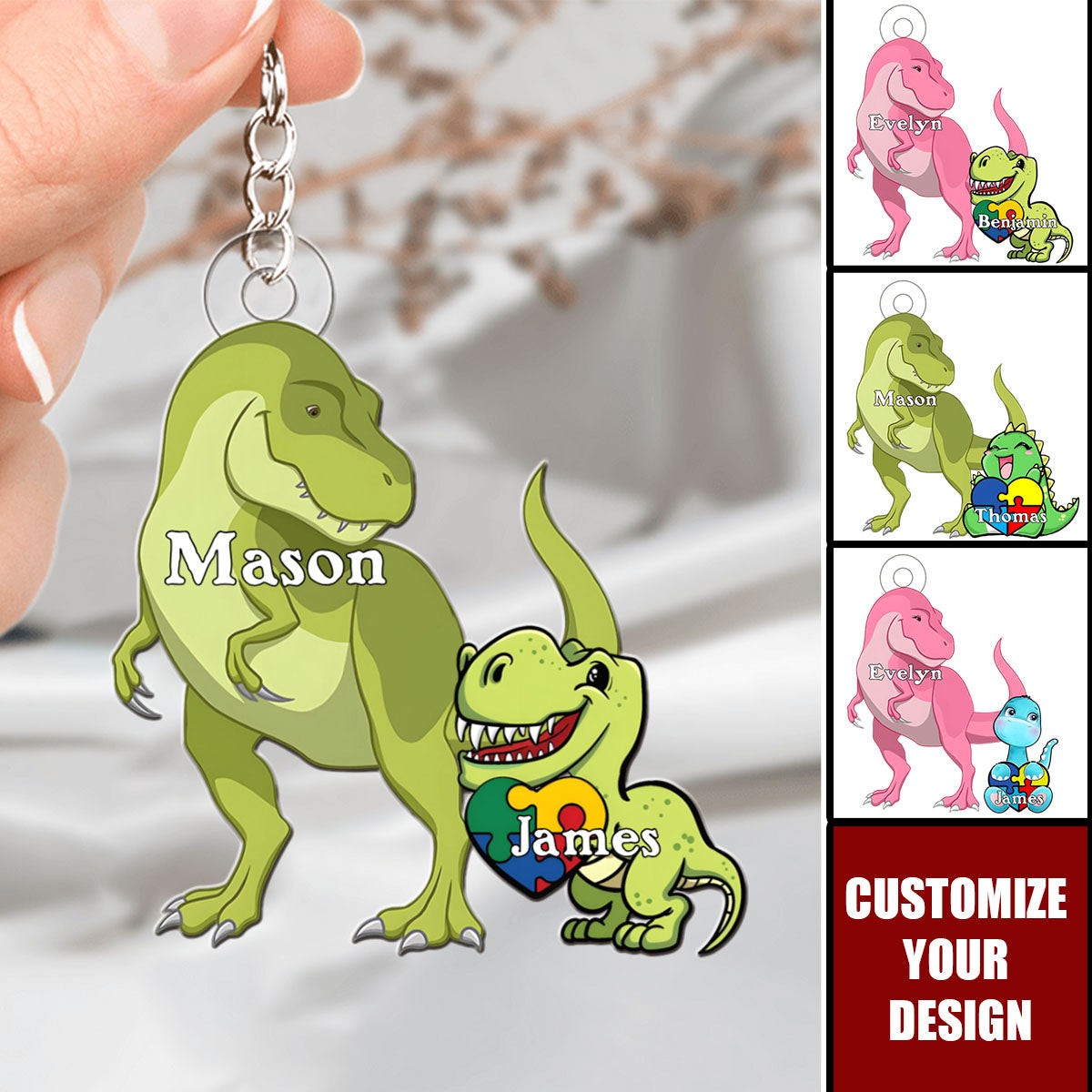 Proud Momsaurus Personalized Acrylic Keychain, Gifts For Autism Mom