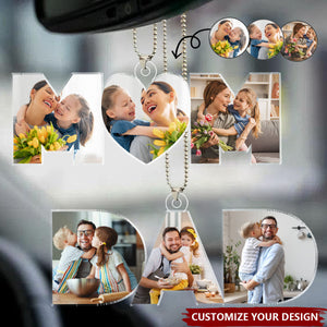 Custom Photo Dad, Mom Drive Safe - Personalized Photo Car Ornament