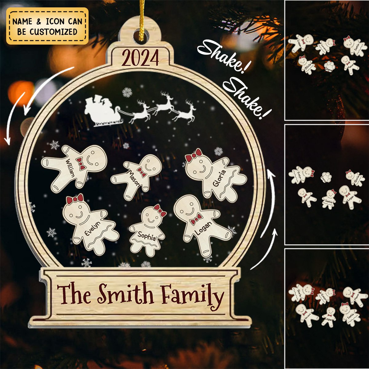 Family Love Grows Warmer At Christmas - Personalized 3 Layers Shaker Ornament