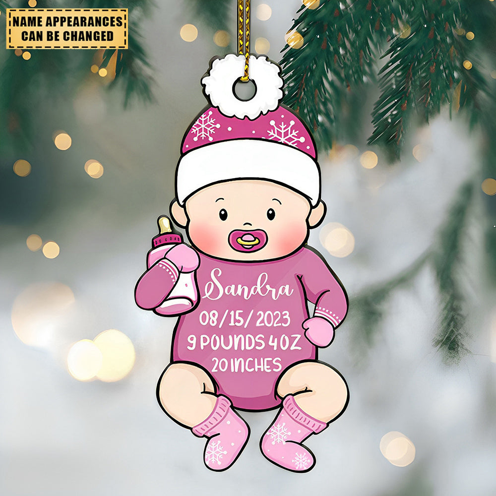 Baby's First Christmas Stats, Baby Shape, Christmas Shaped Ornament, Custom Gift for Baby