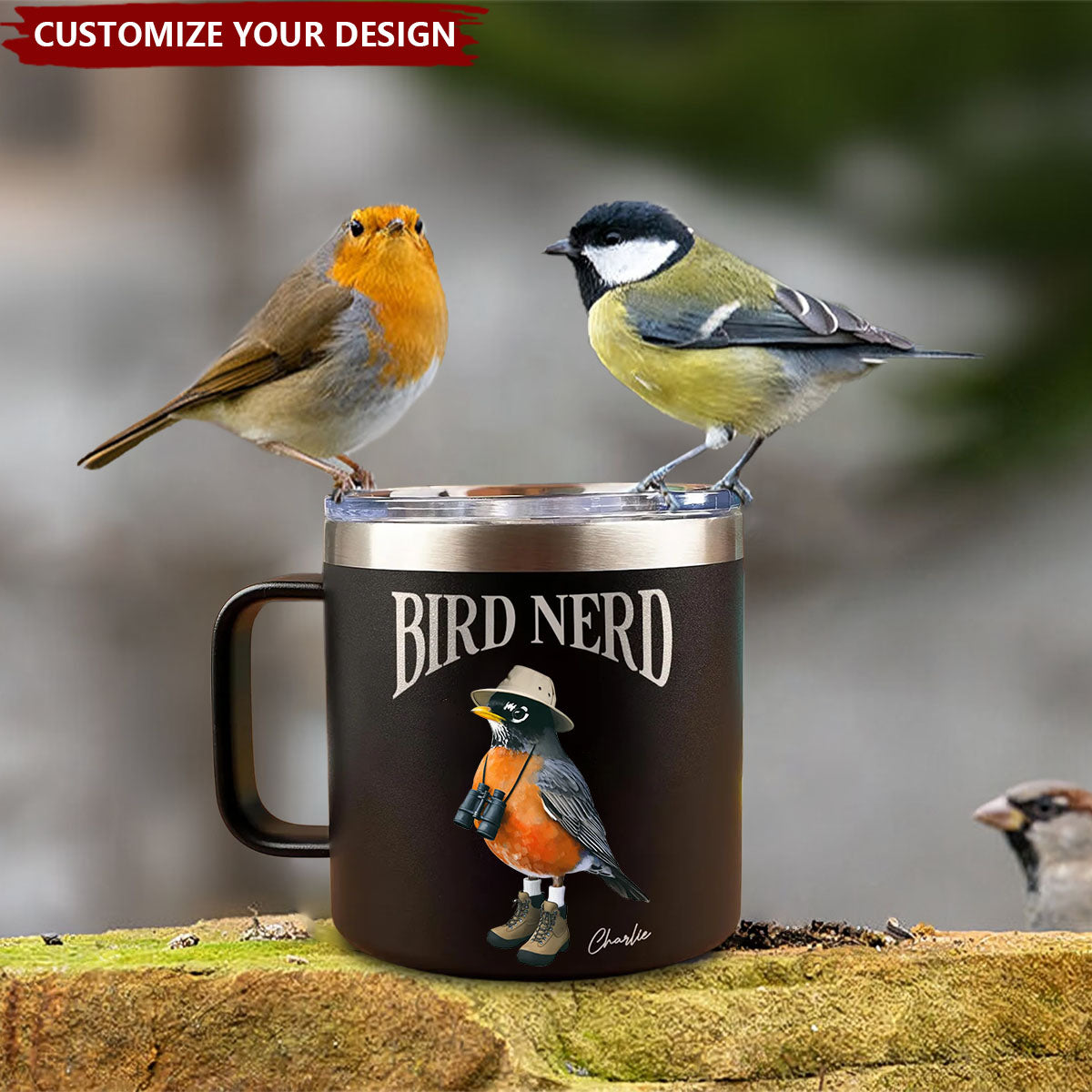 Bird Nerd Funny Bird Watcher Personalized Stainless Steel Tumbler With Handle
