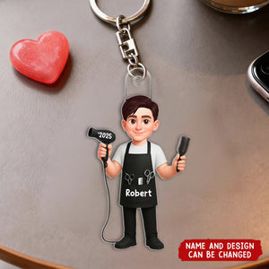 Hairdresser Man Woman - Personalized Acrylic Keychain