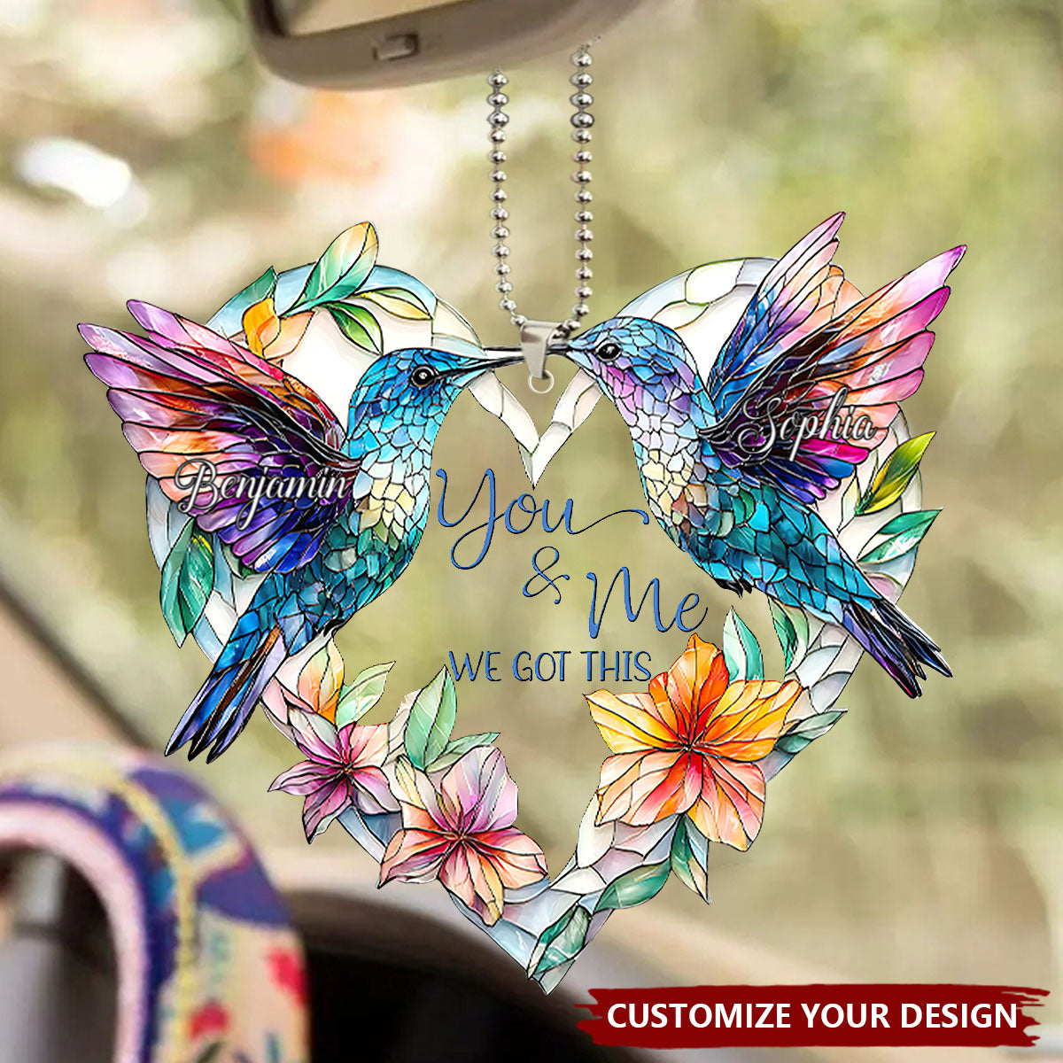 Hummingbird Couple - Personalized Acrylic Car Ornament