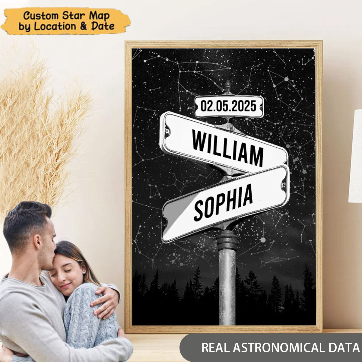 Custom Star Map Street Sign Personalized Poster - Gift For Couple