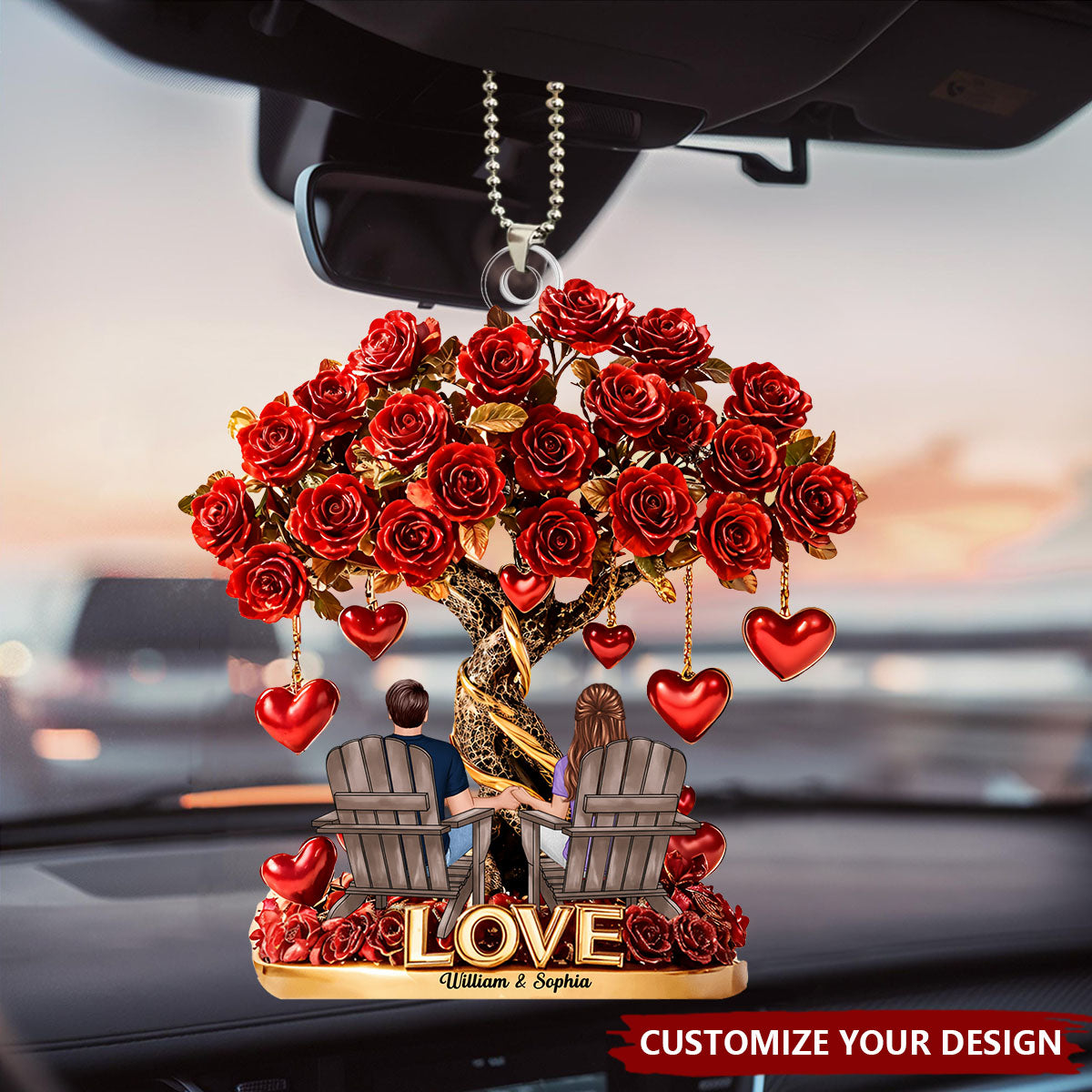 Tree Of Love - Personalized Couple Car Ornament