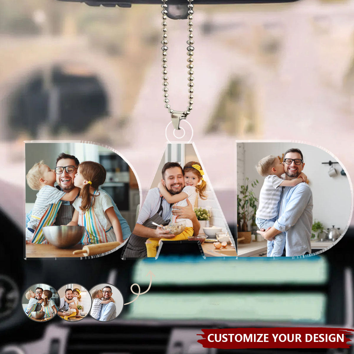 Custom Photo Dad, Mom Drive Safe - Personalized Photo Car Ornament