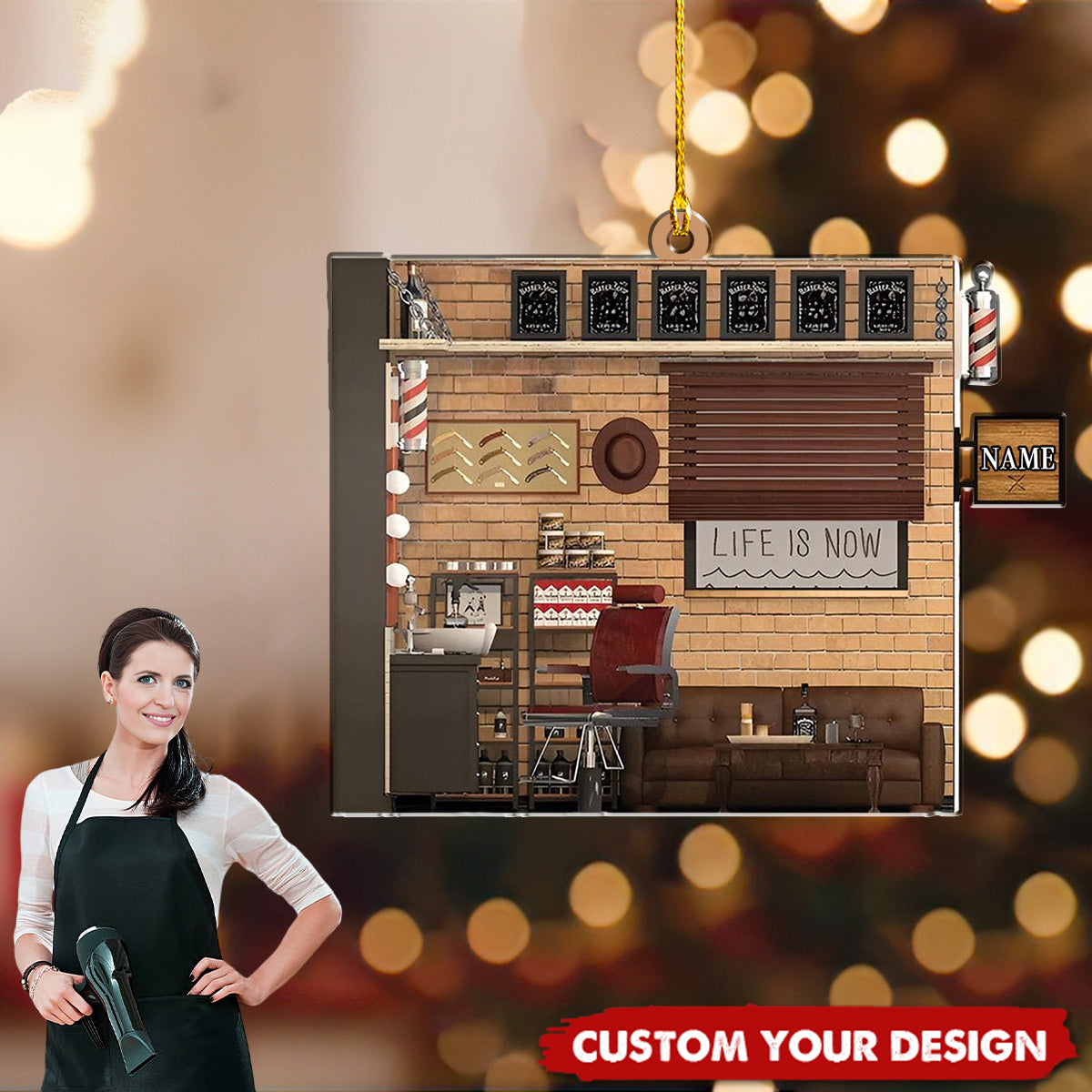 Personalized Barber Shop Christmas Ornament - Christmas Gift For Barber