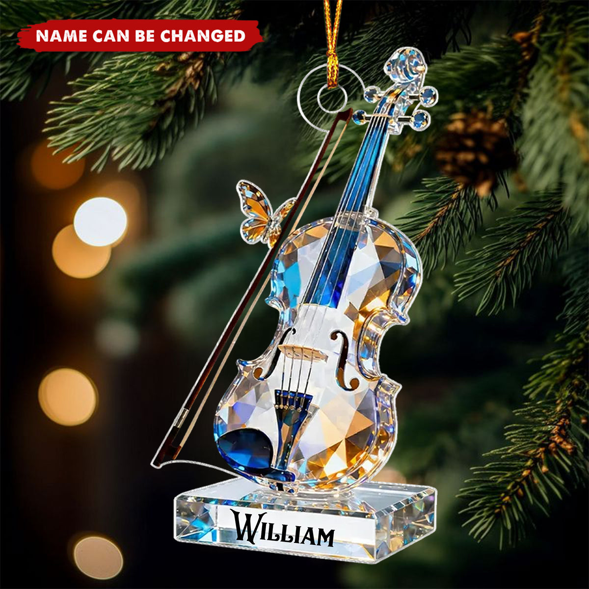 Violin Music Crystal Effect - Personalized Acrylic Ornament - Unique Christmas Gift For Violinist