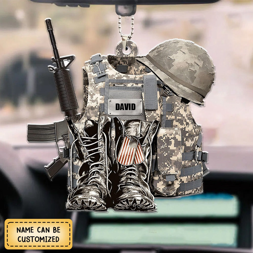 Military Uniform Boots And Hat Personalized Acrylic Ornament