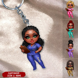 Black Nurse Personalized Acrylic Keychain