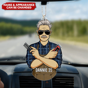 Personalized Gifts For Barber Acrylic Car Ornament