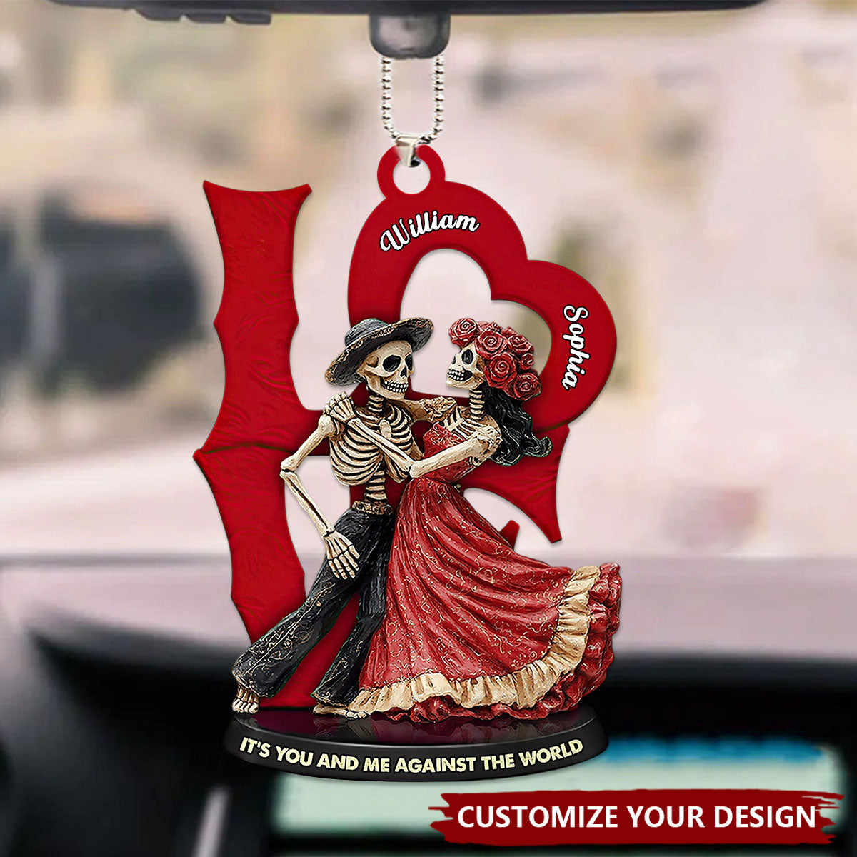 Personalized Gifts For Skull Couple Car Ornament