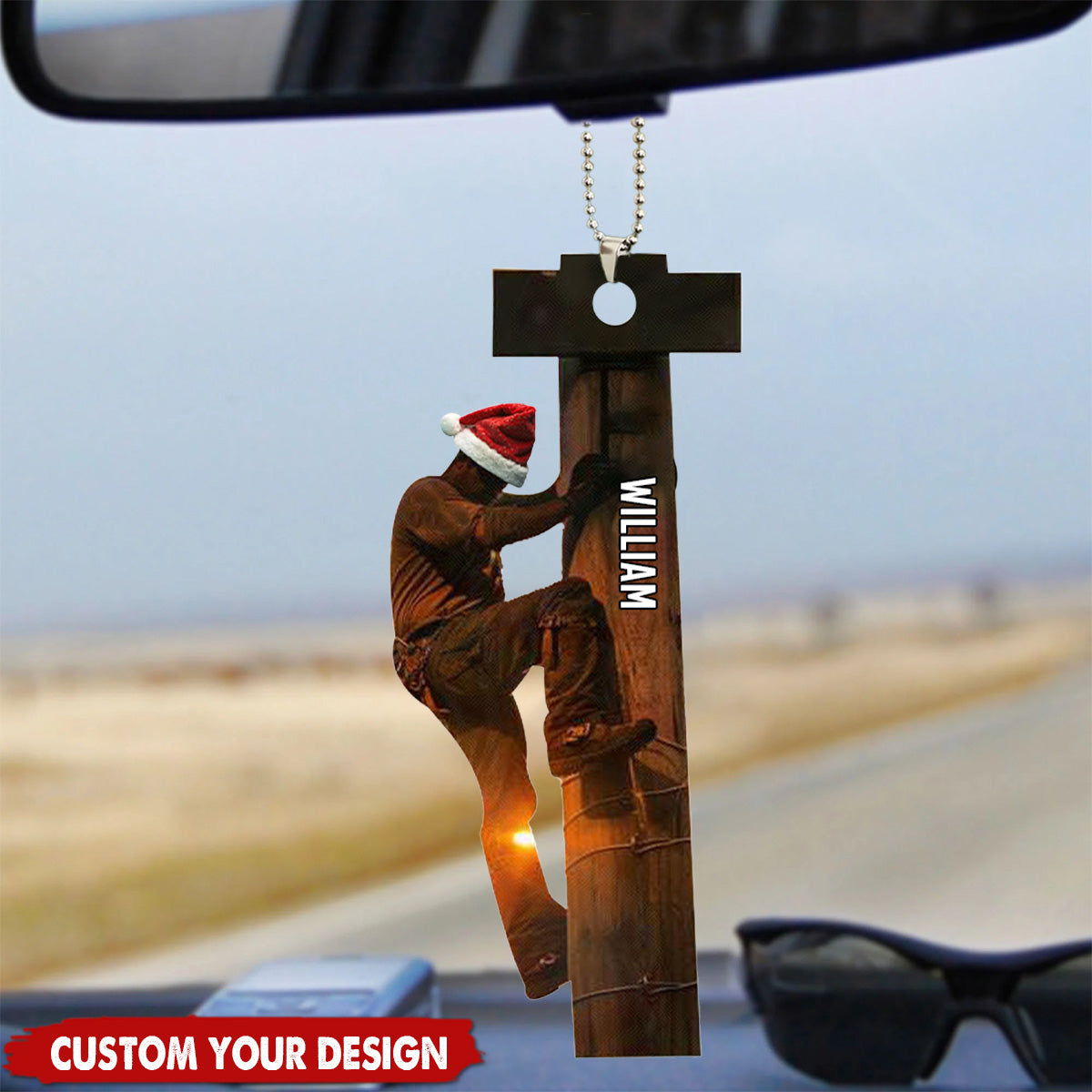 Lineman Custom Car Ornament - Personalized Lineman Car Ornament