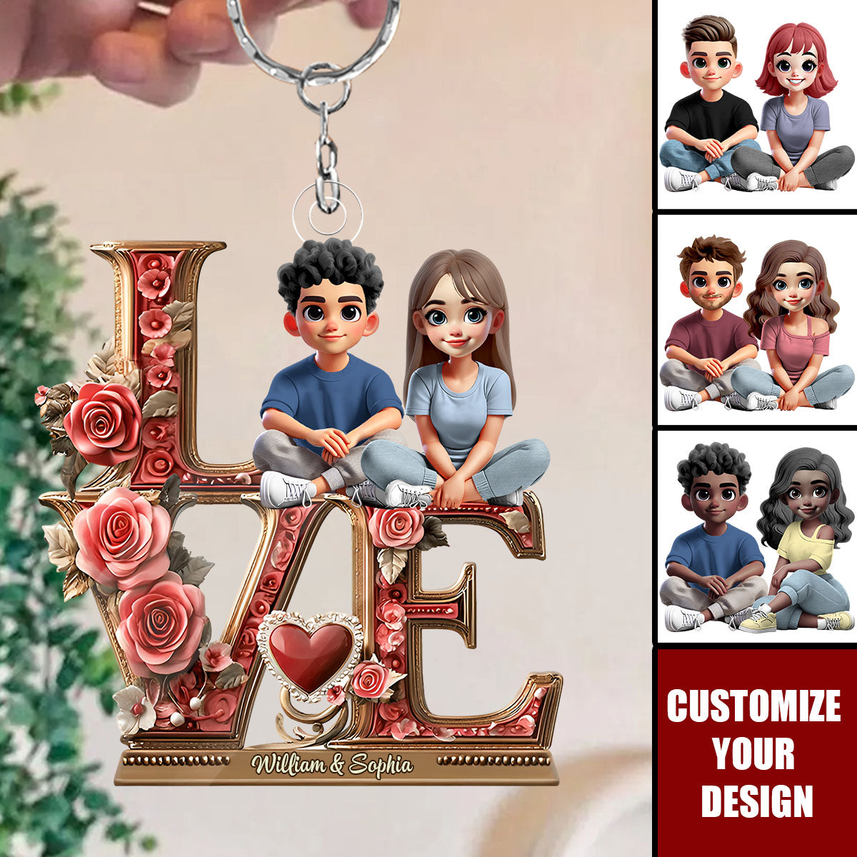 I Love You Forever - Personalized Couple Keychain