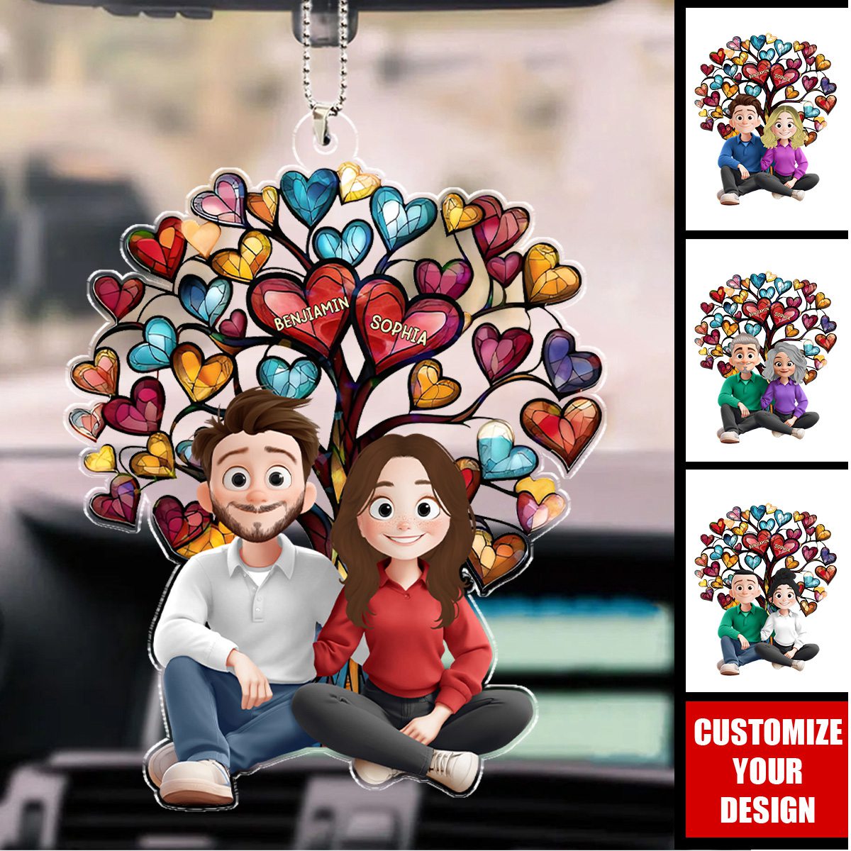 Couple Sitting Together - Personalized Acrylic Ornament