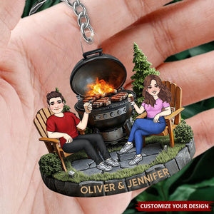 Welcome To Our Patio - Couple Personalized Acrylic Keychain