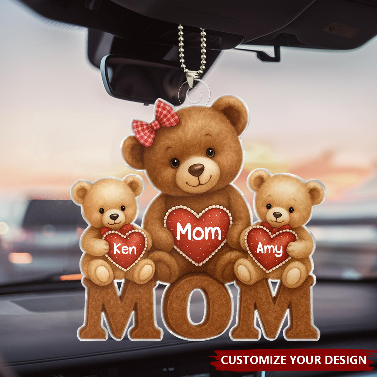 Gift For Mom - Mama Bear Personalized Acrylic Car Ornament
