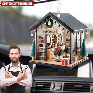 Personalized Hair Salon Car Ornament, Hair Stylist Ornament, Hairdresser Gifts, Car Ornament Hair Salon