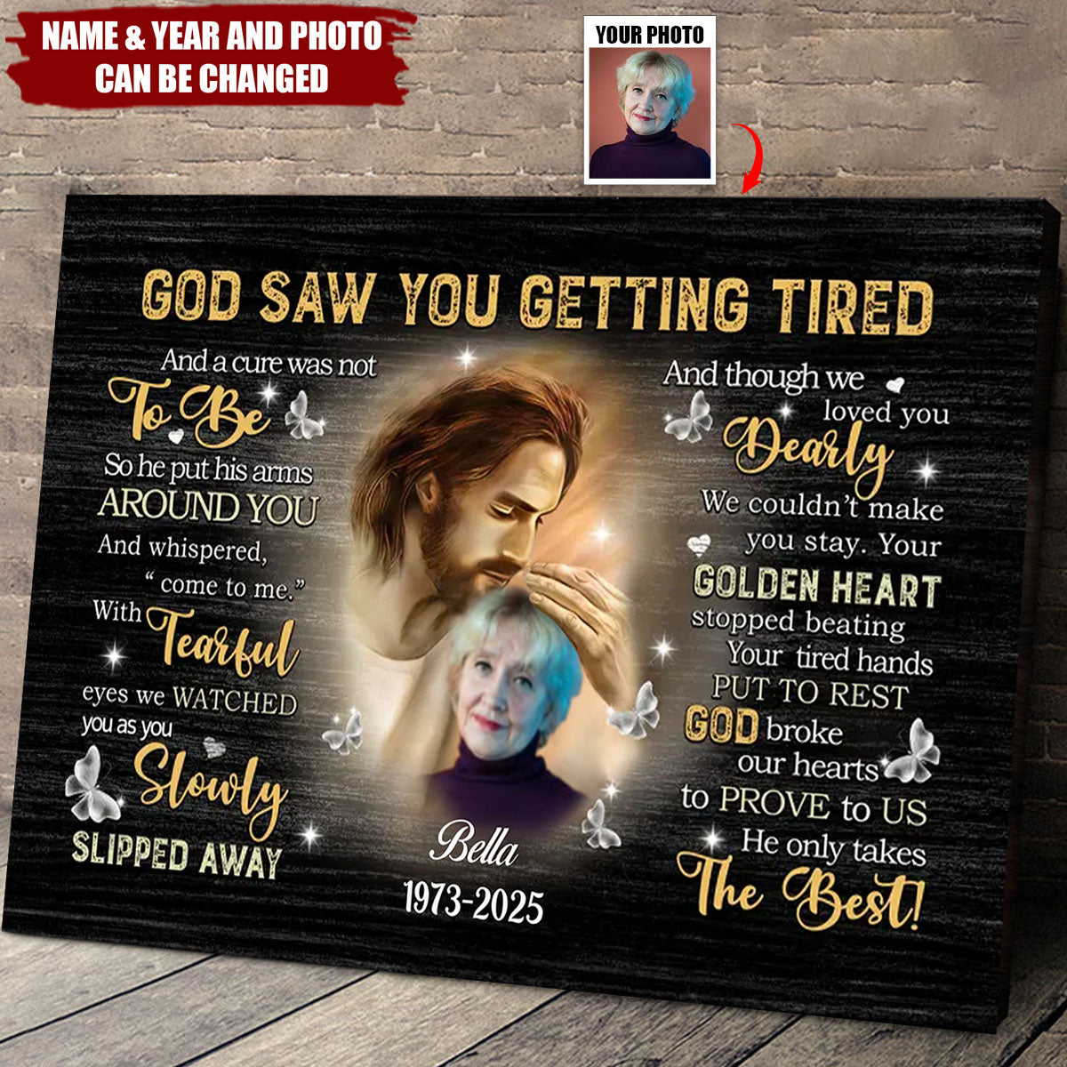Personalized Custom Photo Poster - Loss Family Memorial, God Saw You Are Getting Tired, Sympathy Gifts, Remembrance Gifts