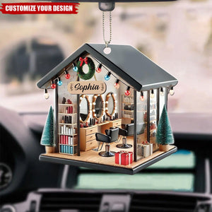 Personalized Hair Salon Car Ornament, Hair Stylist Ornament, Hairdresser Gifts, Car Ornament Hair Salon