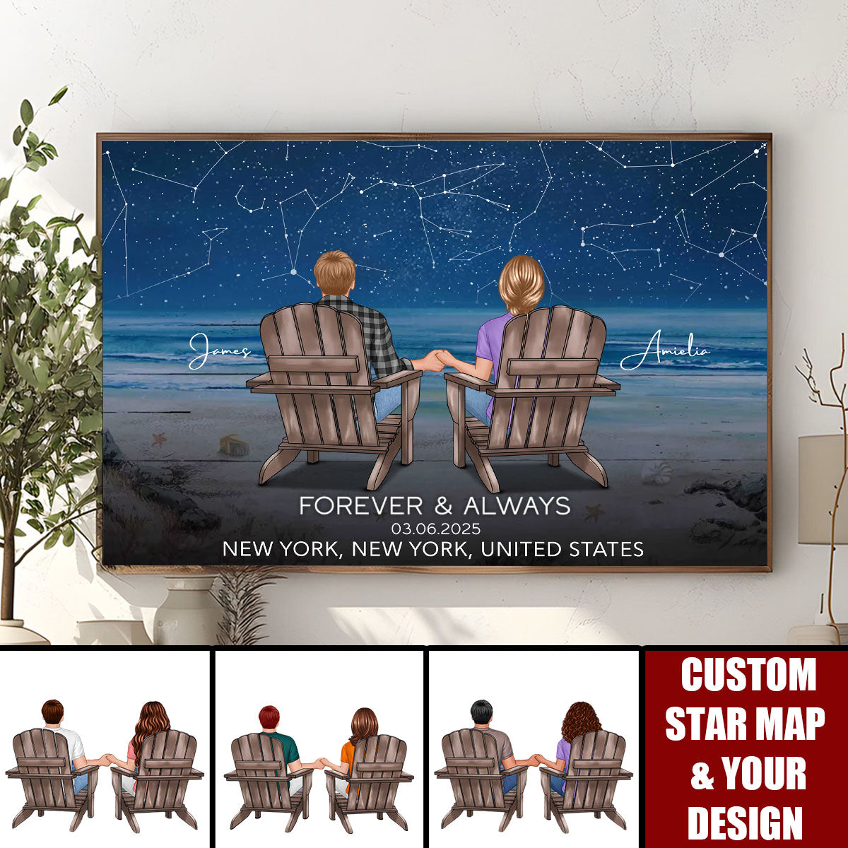Eternal Love Couple Custom Star Map Landscape Personalized Poster
