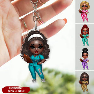 Black Nurse Personalized Acrylic Keychain