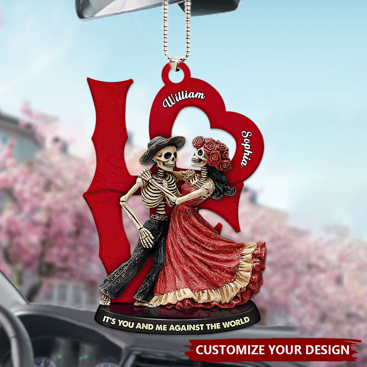 Personalized Gifts For Skull Couple Car Ornament