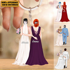 Wedding Couple, Personalized Acrylic Keychain, Valentine Gifts, Couple Gifts