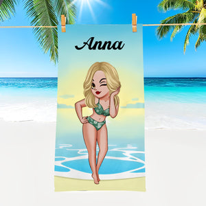 Lady Personalized Beach Towels for Adults Sand Free Beach Towel Beach Accessories for Vacation Must Haves, Travel Towels, Beach Essentials for Women, Girls Beach Towel