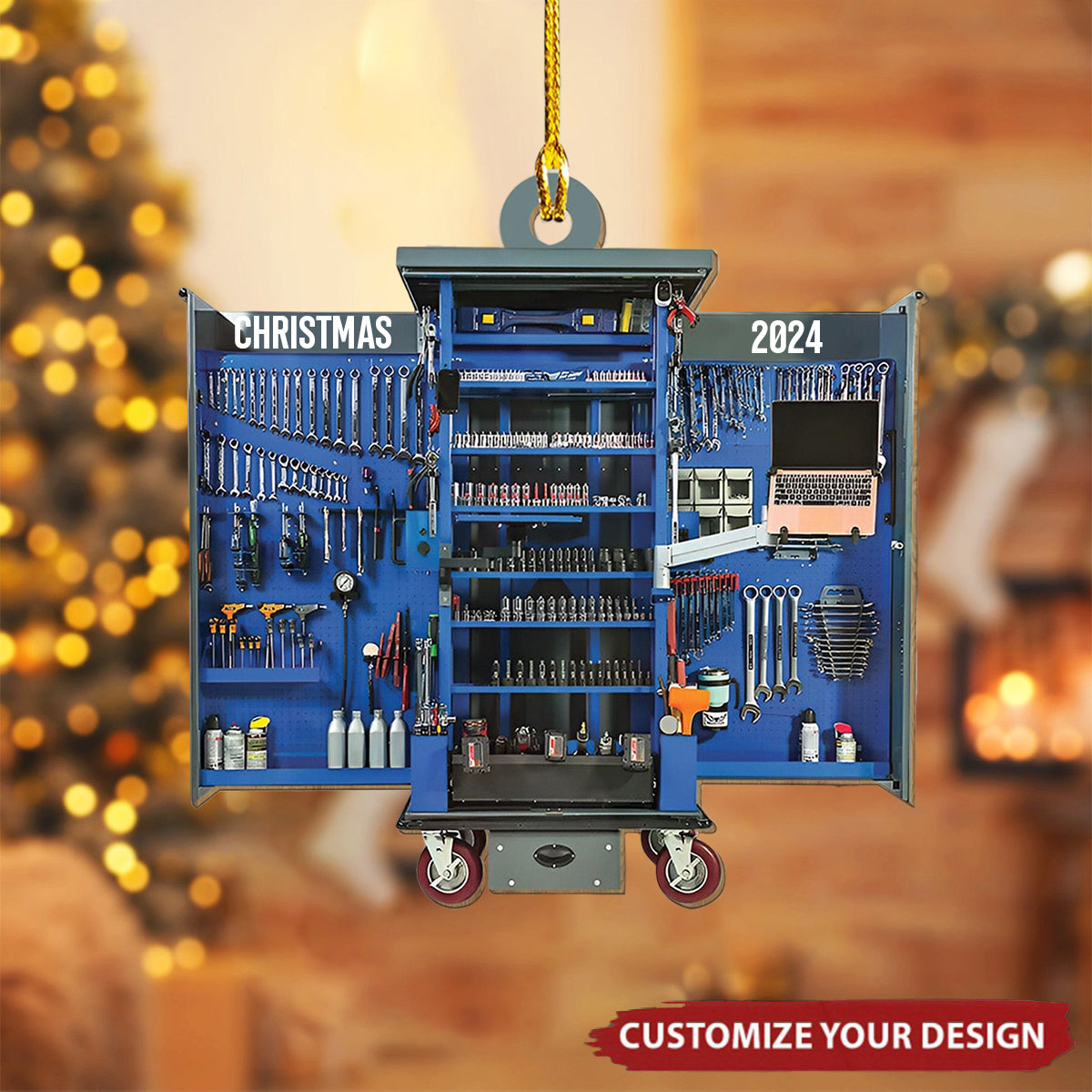Personalized Mechanic Tool Box Ornament - Workshop Christmas Decor Mechanic Gift