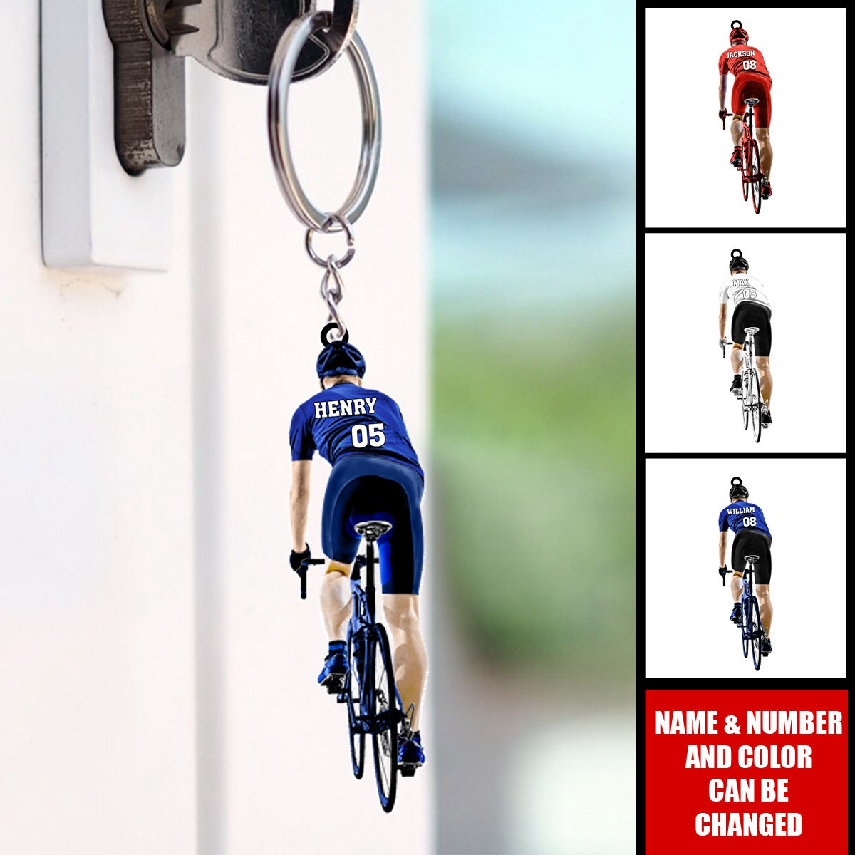 Personalized Cyclist, Bicyclist, Mountain Bike Riding Acrylic Keychain
