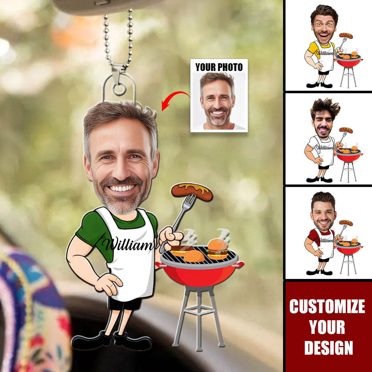 Custom Photo Master Of The Grill - Personalized Acrylic Ornament