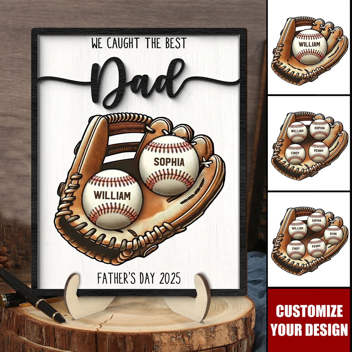 Personalized Wooden Plaque - Father’s Day Gift We Caught The Best Dad Baseball