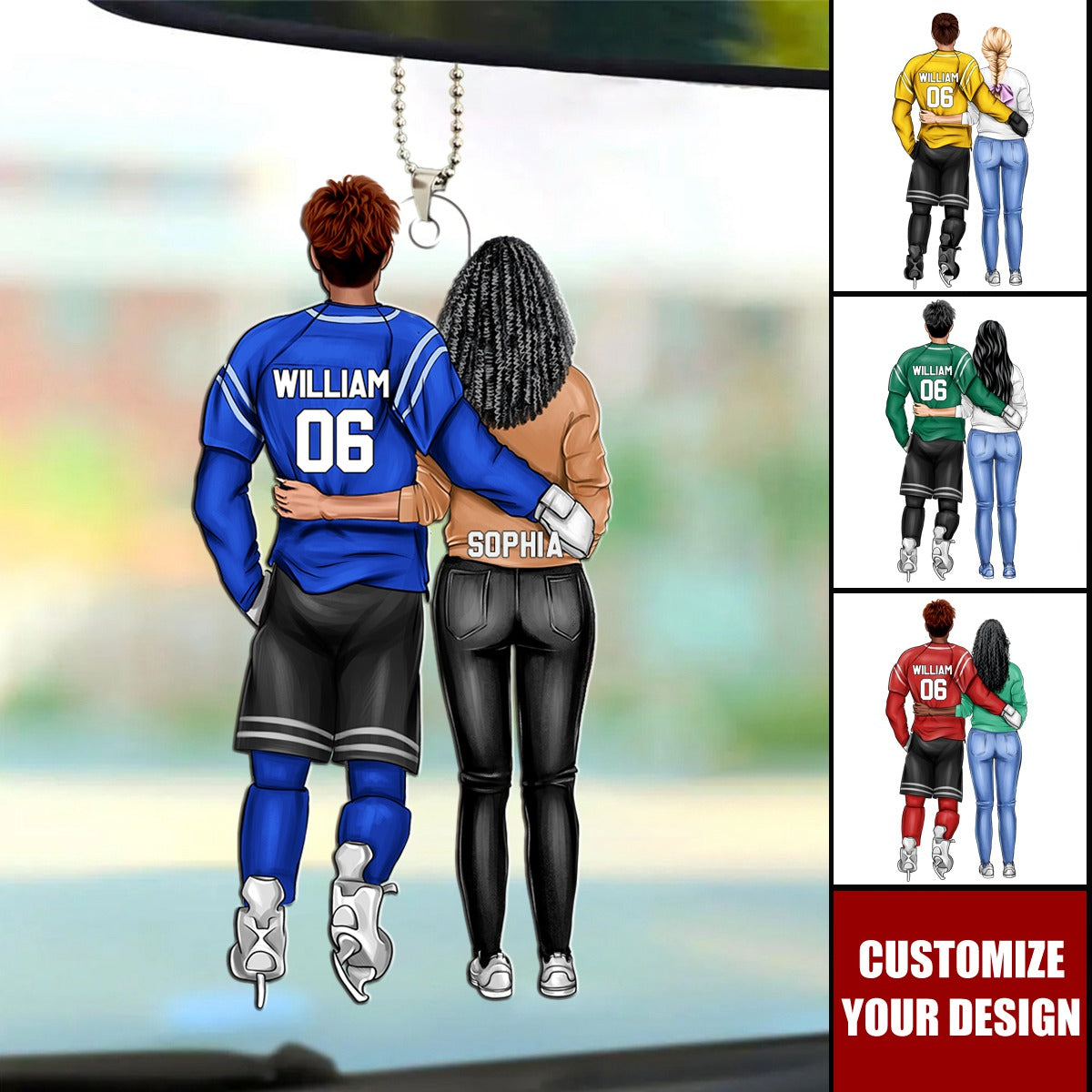 Personalized Gifts For Hockey Couple Car Ornament