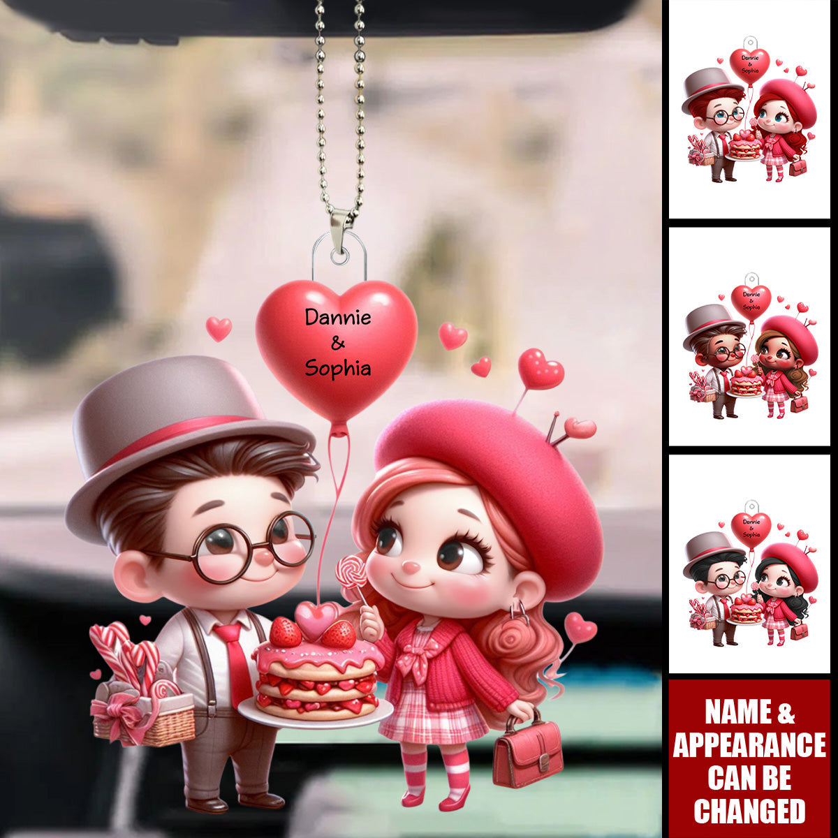 Lovers' Anniversary - Personalized Acrylic Car Ornament - Valentine's Day Gift