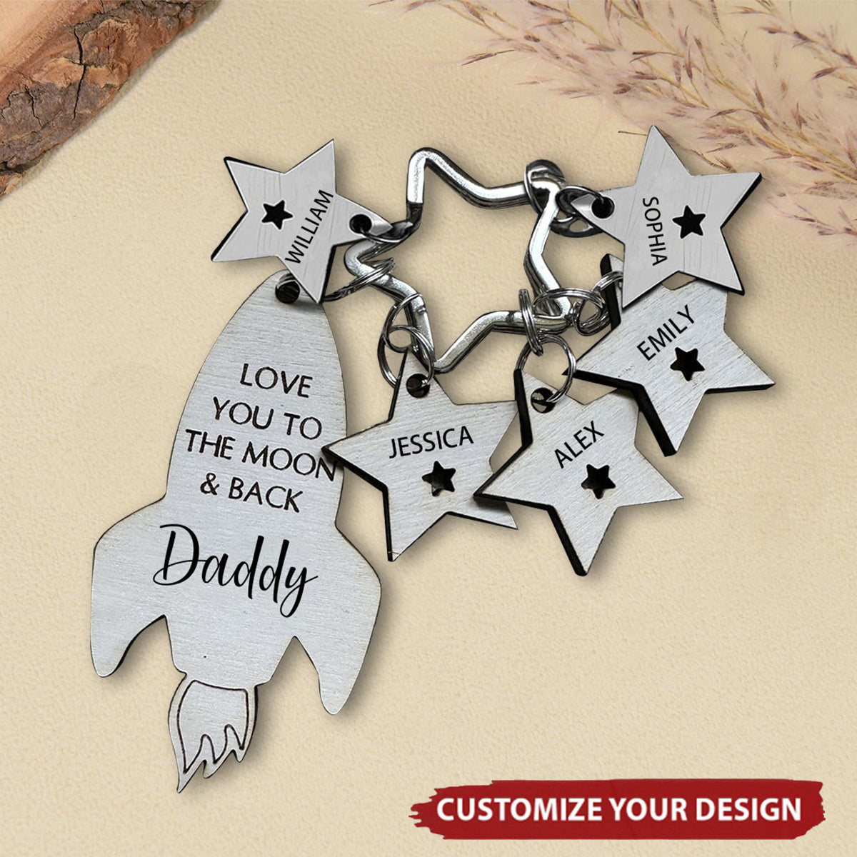 Love You To The Moon And Back - Personalised Keychain