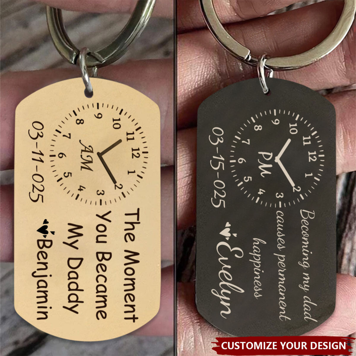 The Moment You Became My Daddy Mummy - Personalized Stainless Steel Keychain