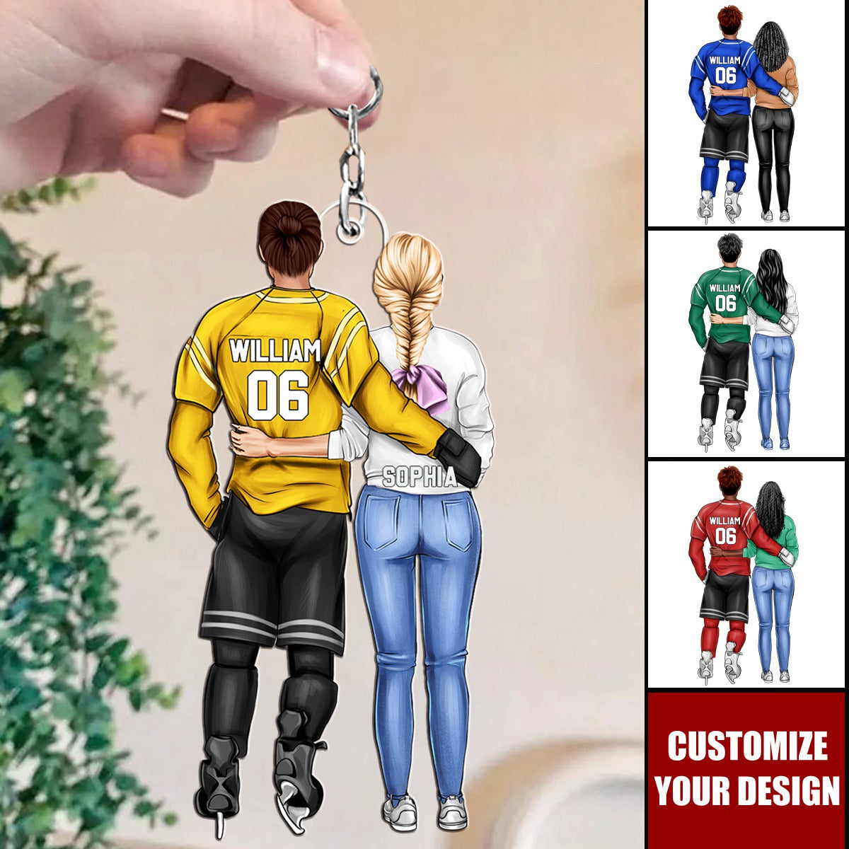 Personalized Gifts For Hockey Couple Keychain