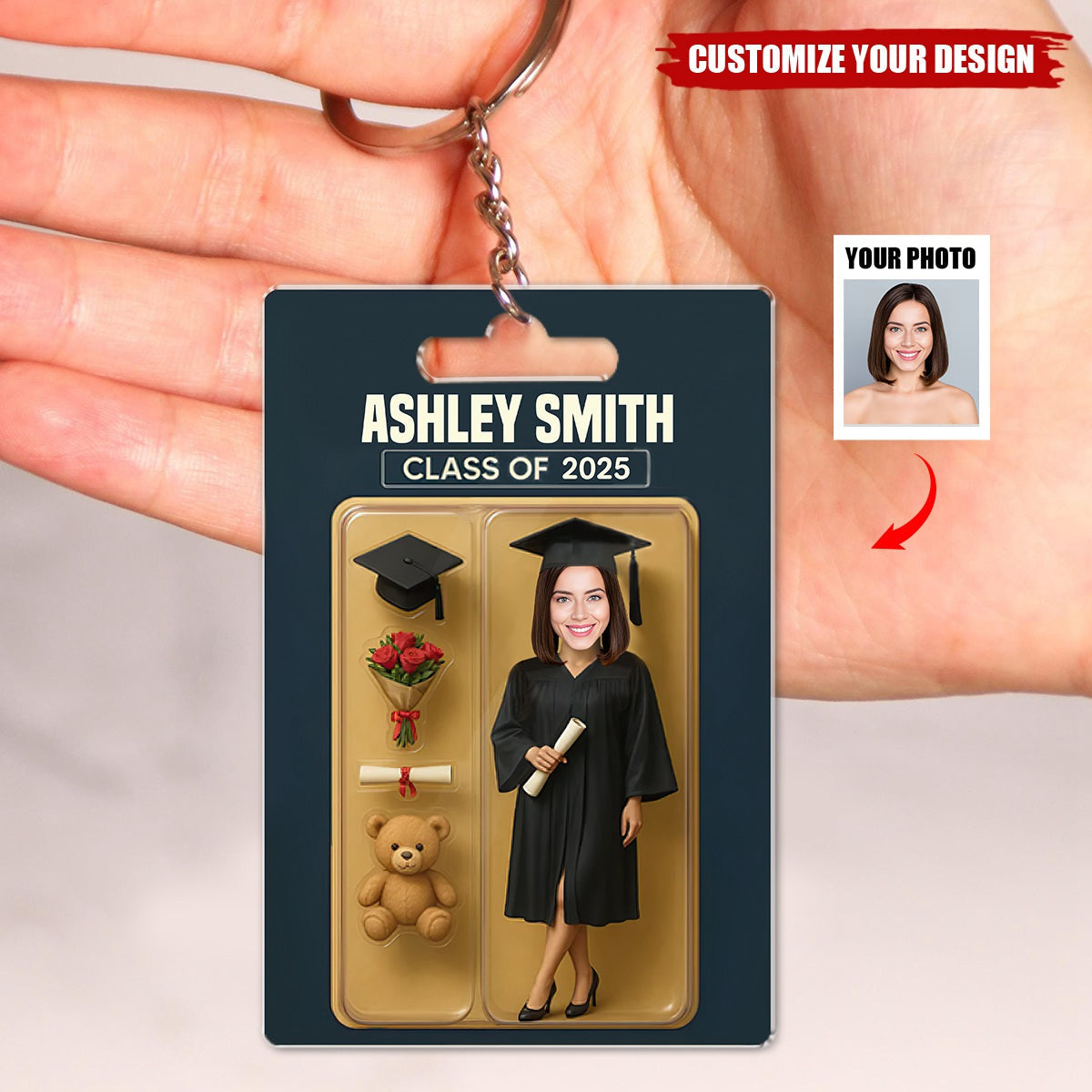 Custom Photo Graduate Personalized Acrylic Keychain