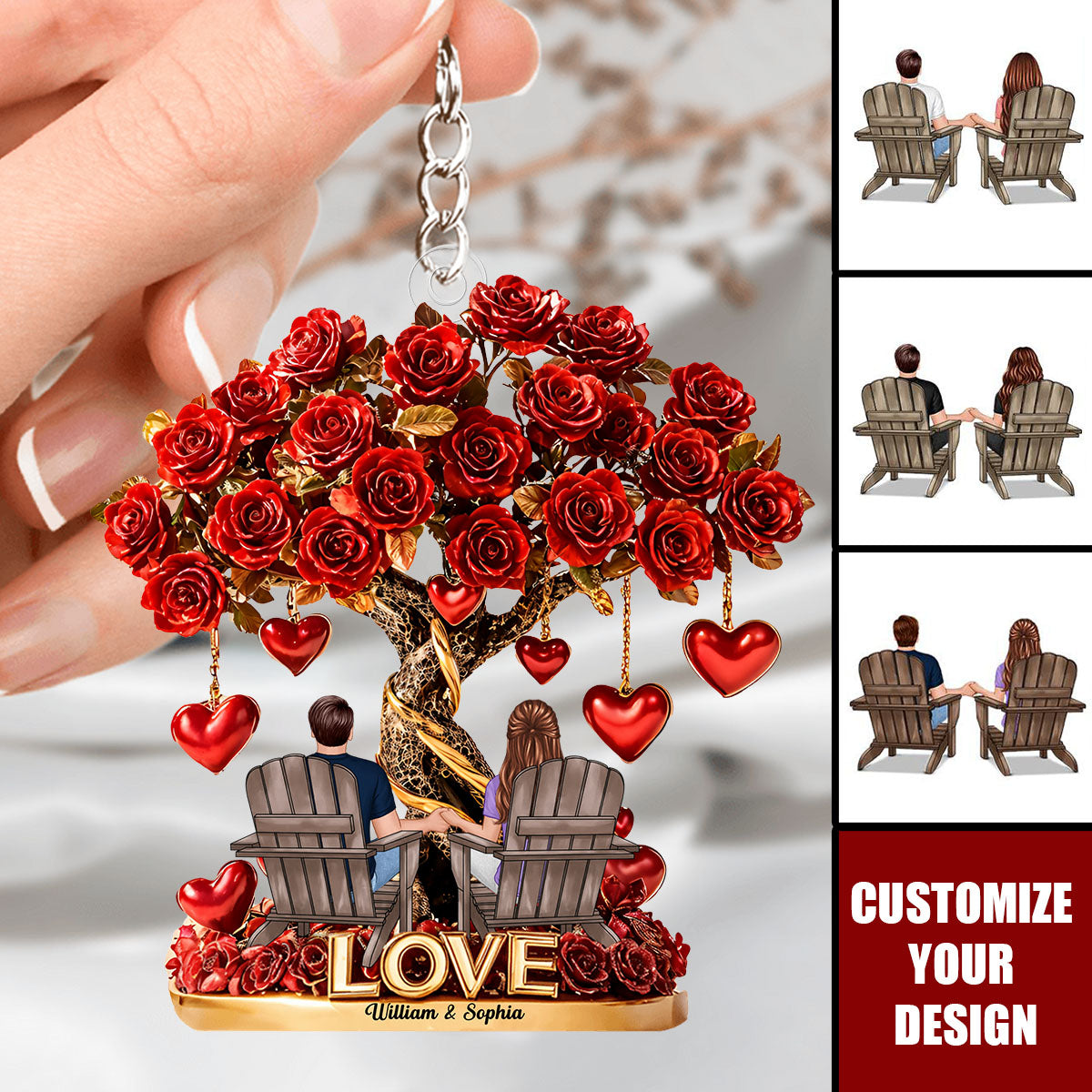 Tree Of Love - Personalized Couple Keychain