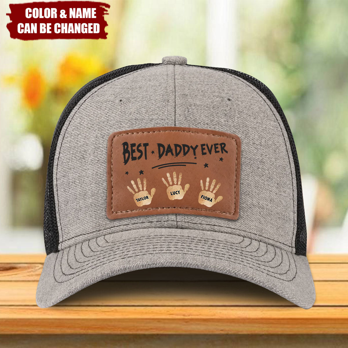 Best Dad Ever, Stamped With Love - Family Personalized Custom Leather Patch Hat - Father's Day, Gift For Dad, Grandpa