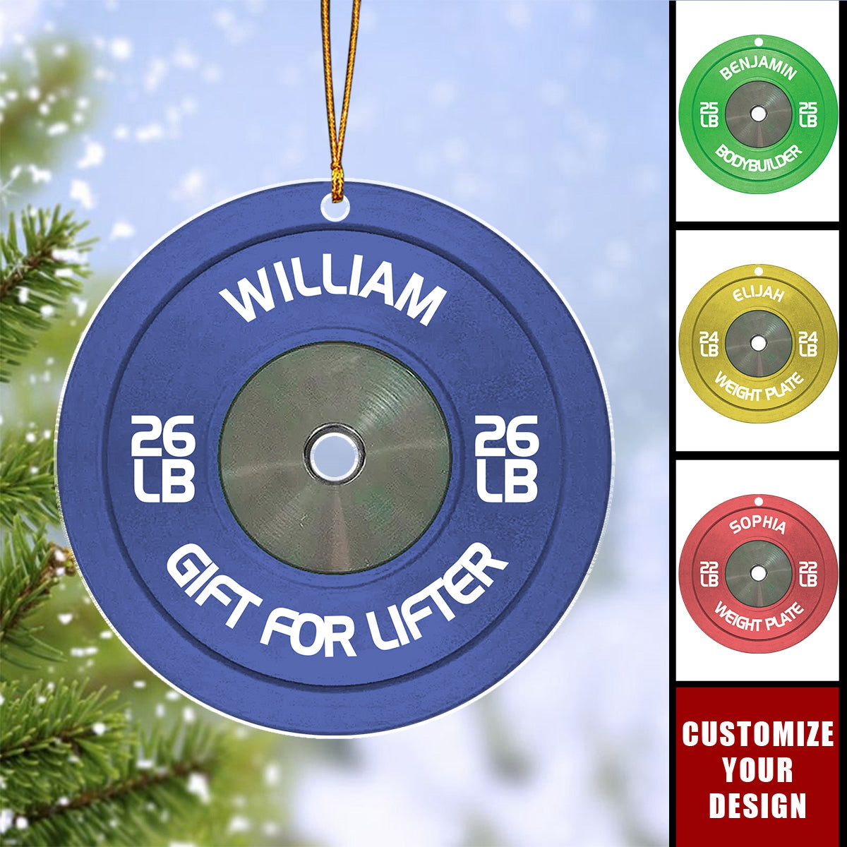 Weight Plate Bumper Plate - Personalized Acrylic Christmas Ornament, Gift For Lifter, Bodybuilder,Gymer